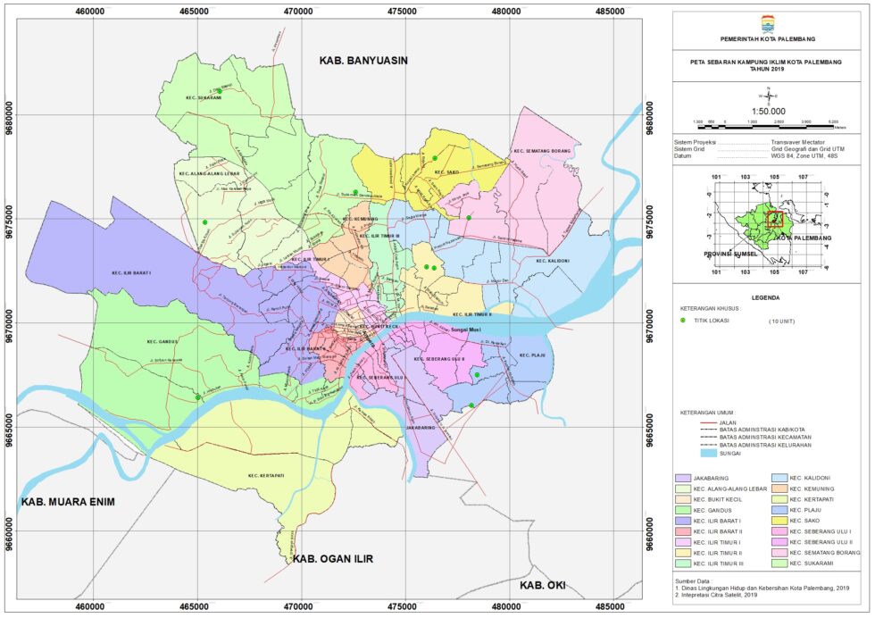 Peta Kampung Iklim Kota Palembang Bappeda Litbang Kota Palembang