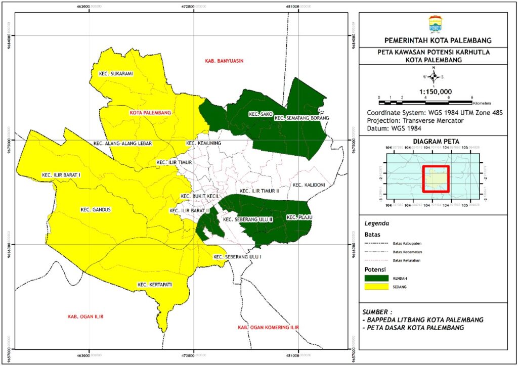 Peta Kawasan Potensi Karhutla Kota Palembang Bappeda Litbang Kota